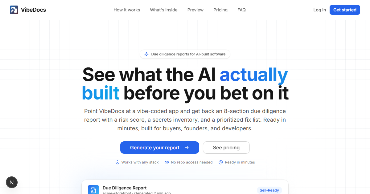 Vibe Docs | AI-Ready Project Documentation Generator